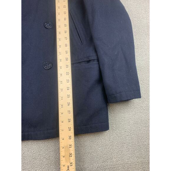 Nautica Black Wool Blend Peacoat Coat Jacket Mens Size Medium Quilted Lining - Picture 8 of 10